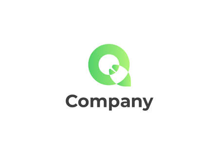 Leaf logo and initial letter Q logo negative space conceptのイラスト素材