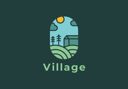 cottage simple logo template vector illustration design. village logoのイラスト素材