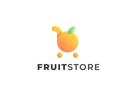 fruit store logo, fresh healthy food, fruit shop logo designのイラスト素材