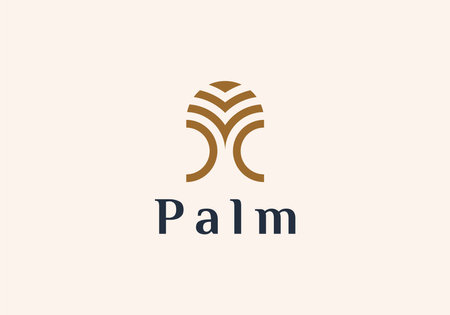 dates palm tree line art vector illustration design, minimalist palm designのイラスト素材