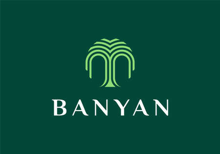 Illustration of banyan tree minimalist creative logoのイラスト素材