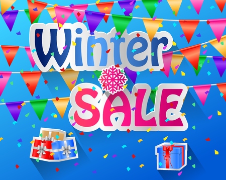 Celebrate banner. Party flags with confettiのイラスト素材