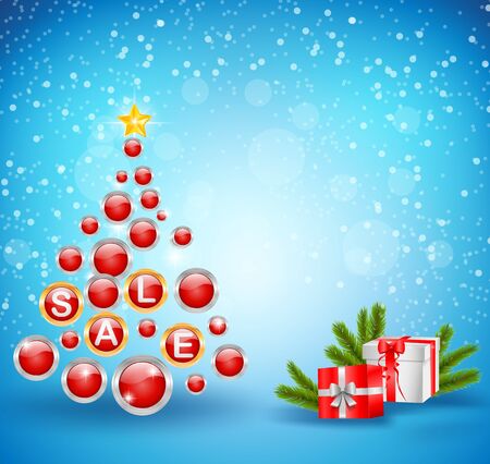 Sale background with ball and giftのイラスト素材