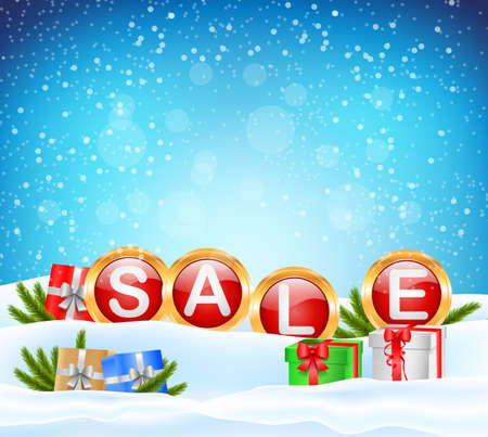 Sale background with ball and giftのイラスト素材