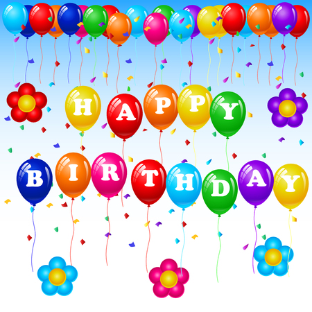 Happy birthday Background with Colorful Balloonsのイラスト素材