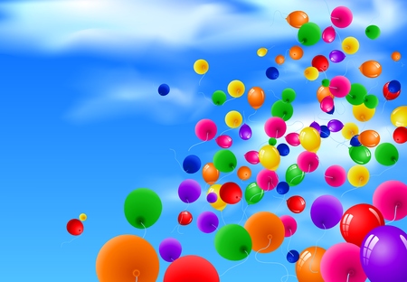 Sky Background with Colorful Balloonsのイラスト素材