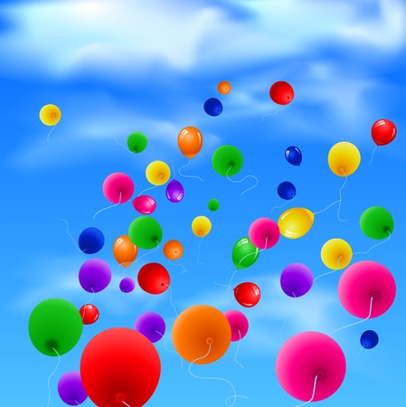 Sky Background with Colorful Balloonsのイラスト素材