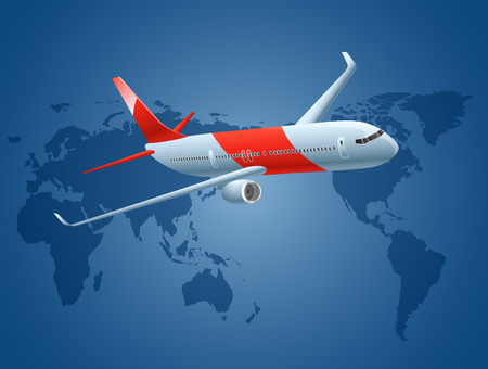 Airlines, planes over world mapのイラスト素材