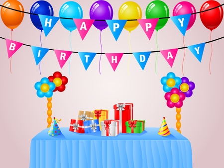 Modern birthday background with balloonsのイラスト素材