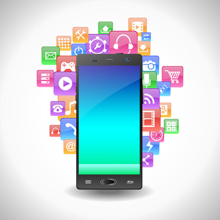 Touchscreen Smartphone with Application Icons.のイラスト素材