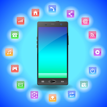 Touchscreen Smartphone with Application Icons.のイラスト素材