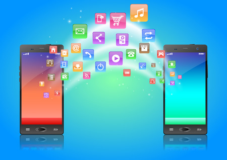 Touchscreen Smartphone with Application Icons.のイラスト素材