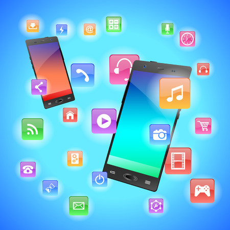 Touchscreen Smartphone with Application Icons.のイラスト素材