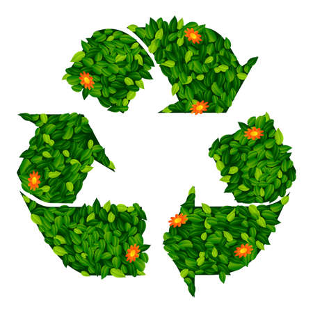 green leaf recycling symbolのイラスト素材