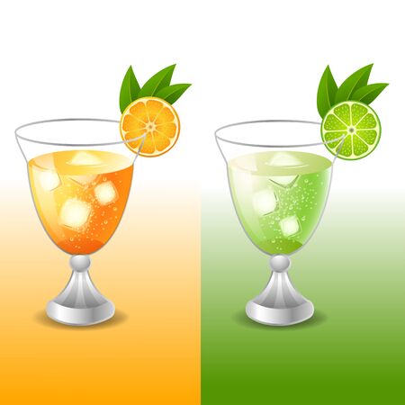 Fresh juice orange and juice limeのイラスト素材