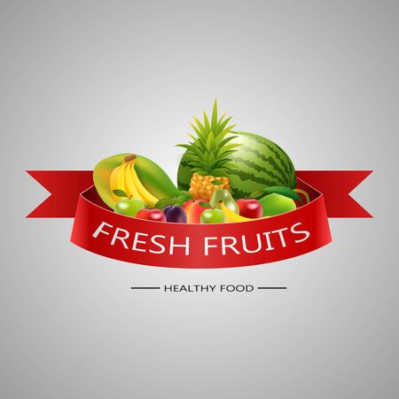 Fresh Fruits background. vector illustrationのイラスト素材