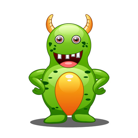 Cute green monster  Vector illustrationのイラスト素材