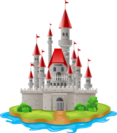 Illustration castles on the islands. Vector illustrationのイラスト素材