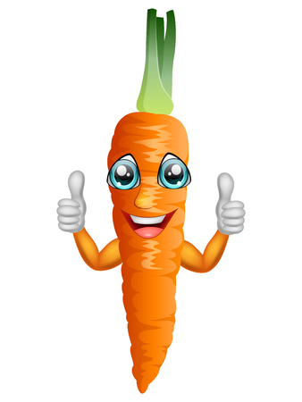 Cartoon carrot giving thumbs up. Vector illustrationのイラスト素材