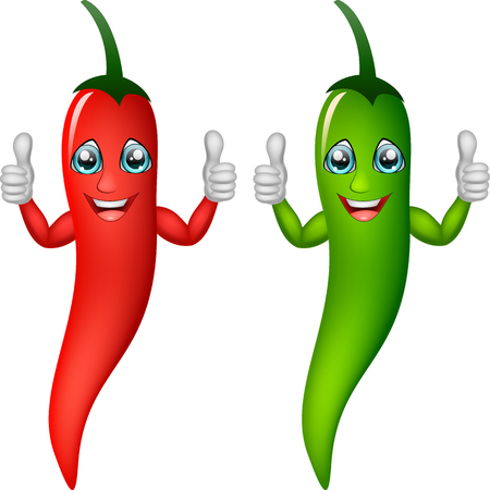 cartoon chili giving thumbs up. Vector illustrationのイラスト素材