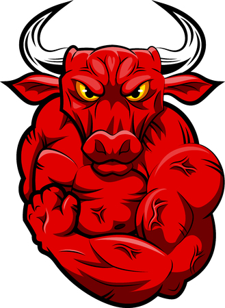 bull strong mascot. Vector illustrationのイラスト素材