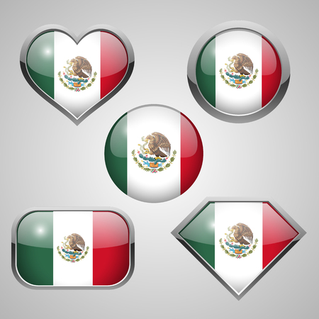 Mexico flag icons. vector illustrationのイラスト素材