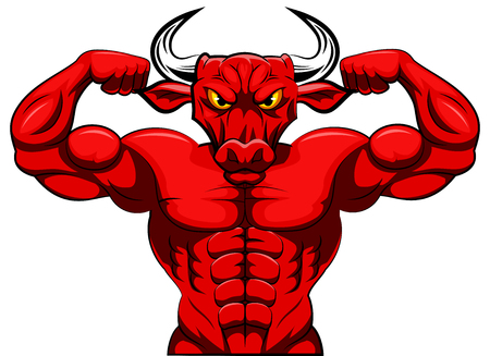 Angry strong bull mascot. vector illustration.のイラスト素材