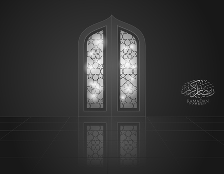 Eid Mubarak Islamic design greeting card template with arabic calligraphy wishes. Vector illustrationのイラスト素材