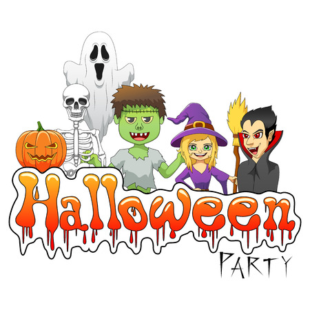 Happy Halloween background with pumpkin, haunted. Vector illustrationのイラスト素材