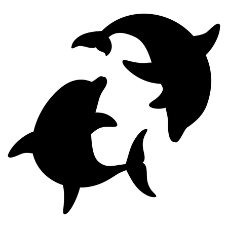 Dolphins for design and tattoo purposes, easy to use, edited and replaced. Vector illustrationのイラスト素材