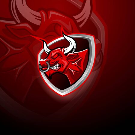 Angry Bull head in redのイラスト素材
