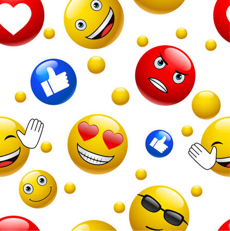 emoji seamless pattern on a white background. illustrationのイラスト素材