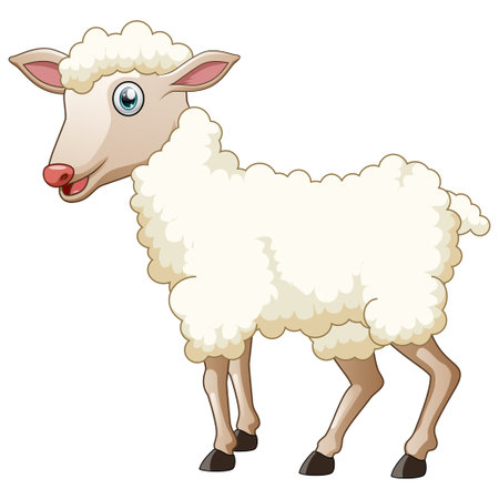 Sheep standing on white background illustration. Cartoon style. Vector.のイラスト素材