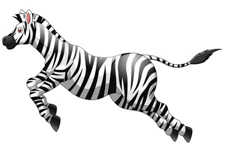 Vector illustration of Cartoon zebra jumping isolated on white background.のイラスト素材