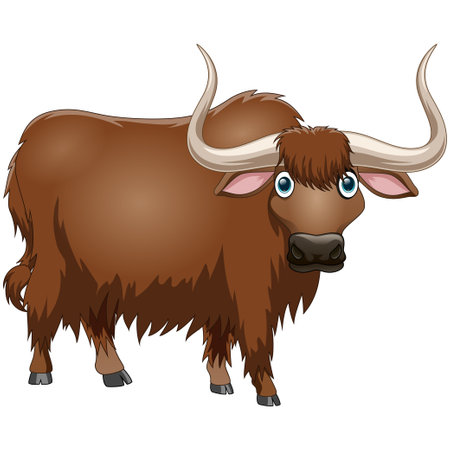 Vector illustration of Cute yak isolated on white background. Cartoon styleのイラスト素材