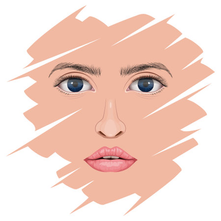 Vector illustration of a woman's face with smudged makeup.のイラスト素材