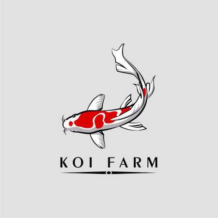 Koi fish logo template. Creative symbol of koi fish. Vector illustration.のイラスト素材