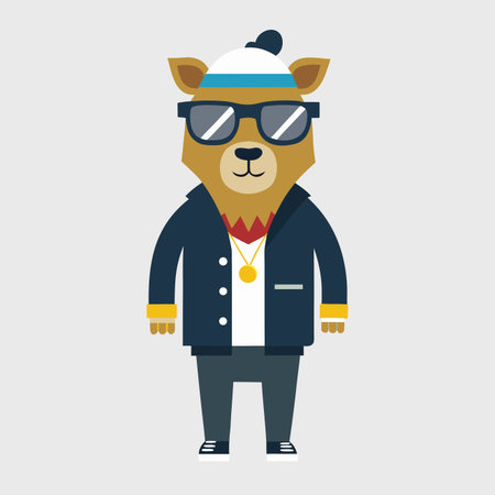 Cute cartoon bear in hipster style. Vector flat illustration.のイラスト素材