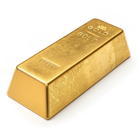 Gold bullion isolated on white background with clipping path and full depth of field