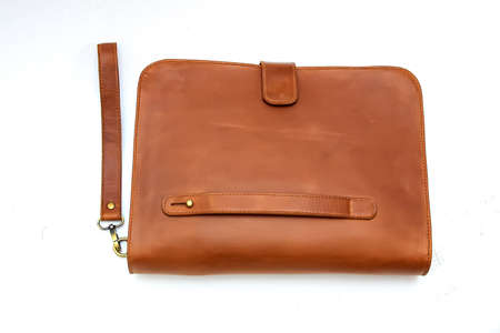 Detail of Mod Gun bag leather. Brown.の写真素材