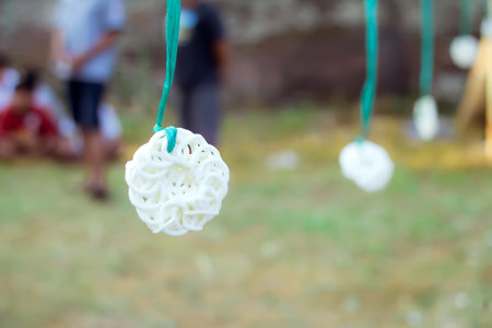 Hanging crackers, for the celebration of the children's competition, celebrating Indonesia's independence day.の写真素材