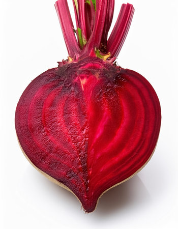 Red beetroot and beetroot cross sectoin isolated on white backgroundの写真素材