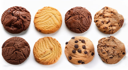 Set of different cookies isolated on white backgroundの写真素材