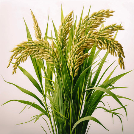rice plants isolated on white background.の写真素材
