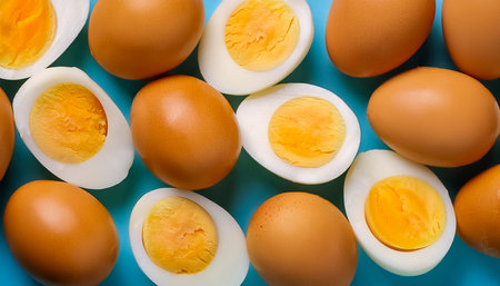 Photo a boiled egg. Pattern texture background.の写真素材