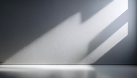 blank wall interior background, with shadow from window. Background concept studio and backdrops show products.の写真素材