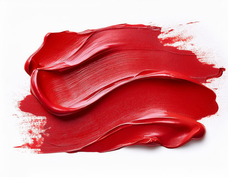 Red acrylic paint hand drawn element isolated on white backgroundの写真素材