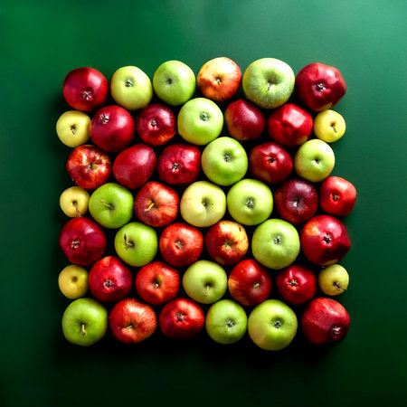 Pile Lots fresh red and green applesの写真素材
