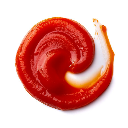 Smear of tasty tomato sauce isolated on white backgroundの写真素材
