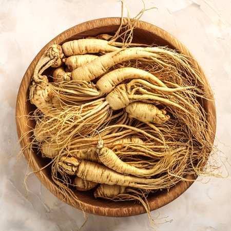 Lots of ginseng. ginseng Background Conceptの写真素材